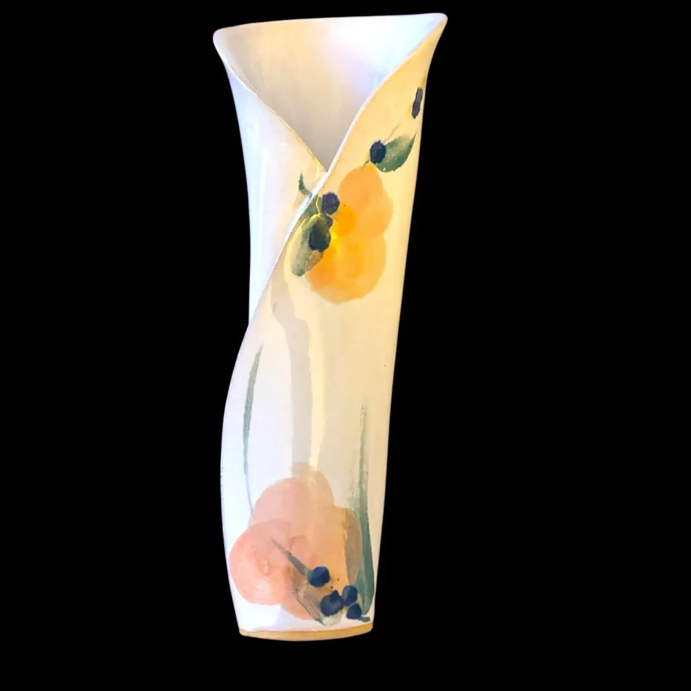 Sibylle Handmade Vintage Studio art Vase with yellow flowers